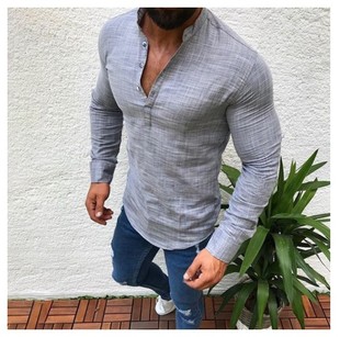 2025Autumn Long Sleeve shirts men linen Top white blouse衬衫