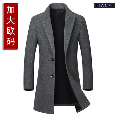 单排扣翻领羊毛呢子大衣男装外套
