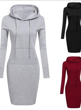 Women winter clothes plus size Sportswear Hoodie long dress