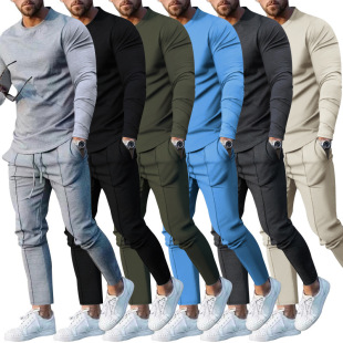 New long-sleeved T shirts pants crewneck sports suit men套装