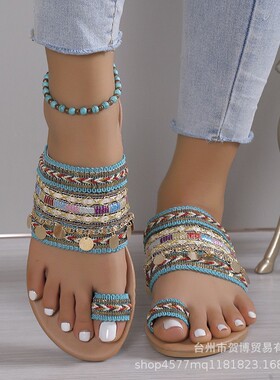 2023女平底凉鞋 Summer Ladies Flat Shoes Women Sandals 43 42