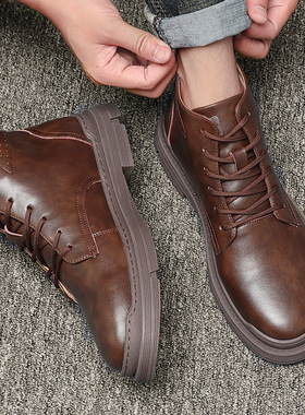 winter warm velvet Martin boots man autumn leather shoes men