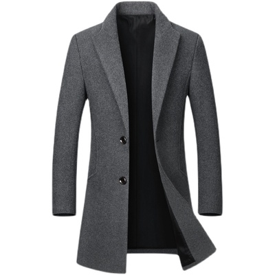 翻领中长款风衣秋冬韩版毛呢外套