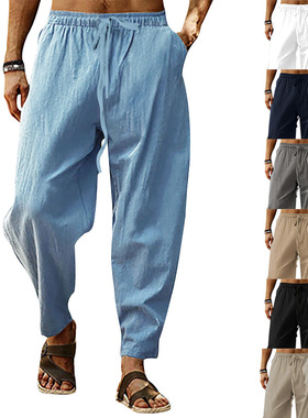 2023夏季男士透气宽松休闲纯色长裤Men's solidcolor casual pant
