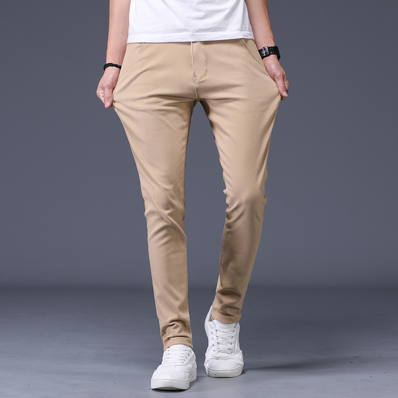 Casual Pants Men Cotton Slim Fit Chinos Fashion Trousers 38