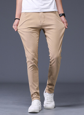 Casual Pants Men Cotton Slim Fit Chinos Fashion Trousers 38