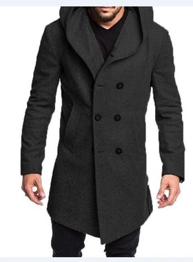 Autumn and winter men long trench coat fashion hooded jacket