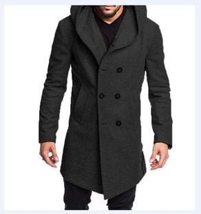 Autumn and winter men long trench coat fashion hooded jacket