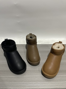 2025冬新款特价断码品牌撤柜半羊毛圆头平底加绒保暖女雪地短靴