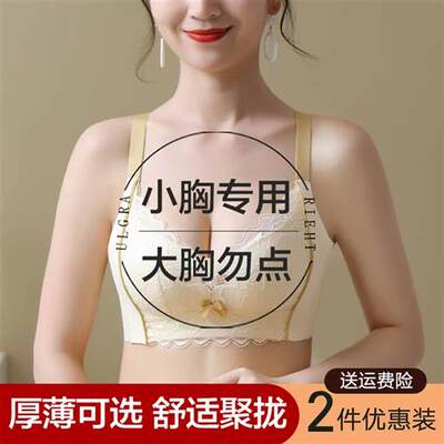 内衣女小胸聚拢夏季薄款显大无钢圈调整型收副乳防下垂上托文胸罩