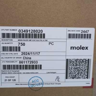 包邮开票！349128020  MOLEX 原厂正品，现货出售 ，34912-8020