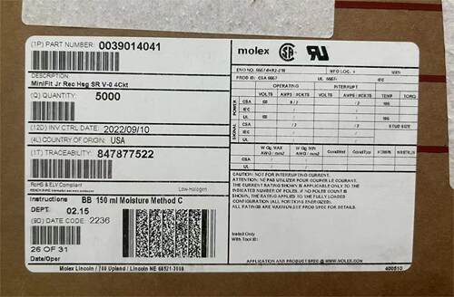 50包邮开票！39-01-4041，MOLEX原厂正品，现货实价，39014041