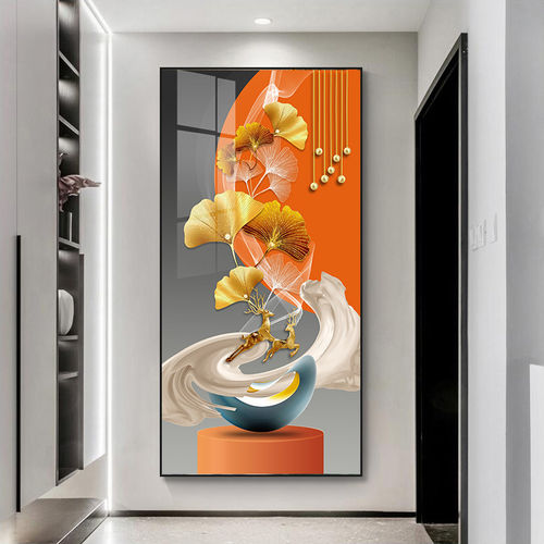 入户玄关装饰画现代简约正对门走廊过道挂画轻奢高级感寓意好壁画