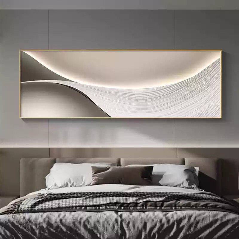 抽象黑白线条挂画轻奢卧室床头装饰画现代简约主卧房间背景墙壁画