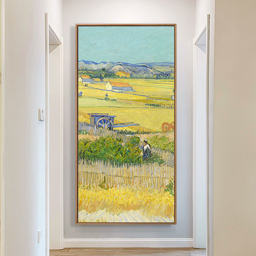 梵高入户玄关画挂画北欧客厅走廊装饰画进门过道壁画现代简约油画