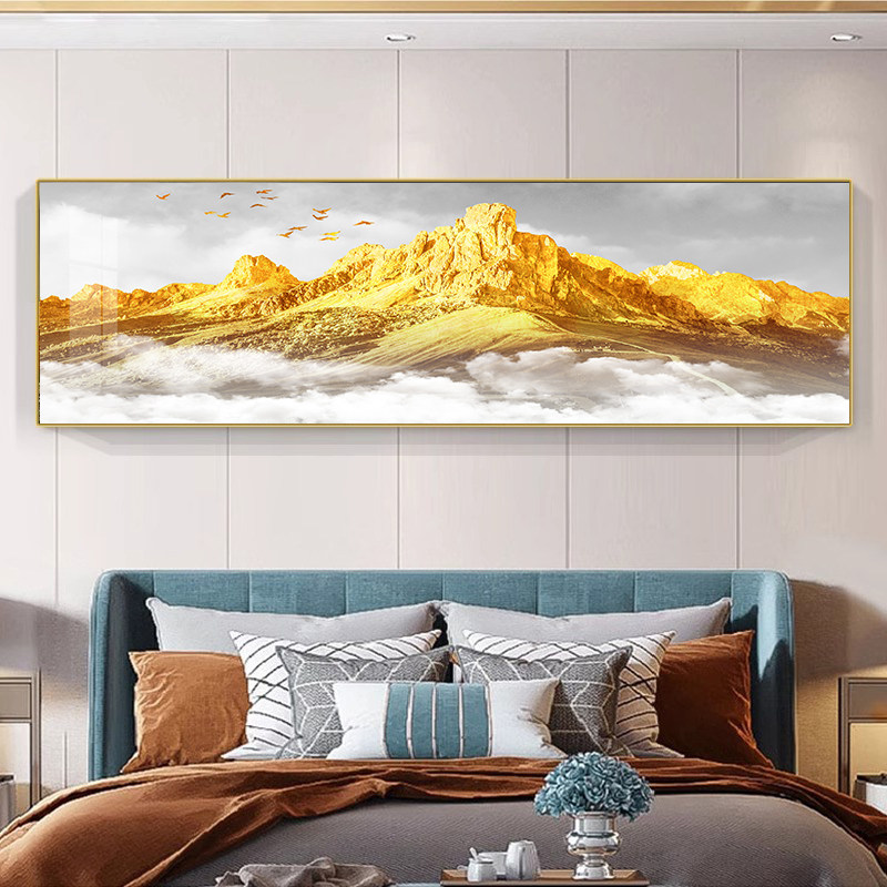 背靠金山卧室装饰画床头挂画轻奢高级感主卧客厅壁画山水画靠山图