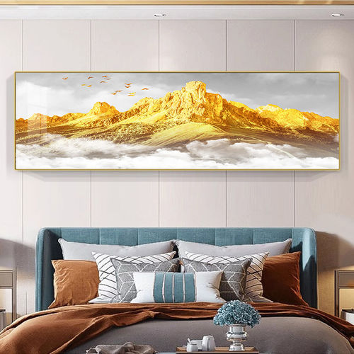 背靠金山卧室装饰画床头挂画轻奢高级感主卧客厅壁画山水画靠山图