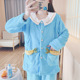 法兰绒睡衣女秋冬12月份珊瑚绒月子服套装 产后哺乳家居服