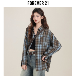 美式 休闲chic衫 复古格子长袖 女早秋法式 衣日系上衣 衬衫 通勤开衫