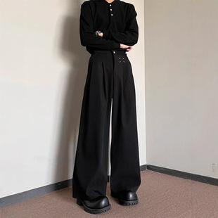 垂感设计感裤 春秋季 子直筒阔腿拖地 男款 cleanfit黑色剑道西裤