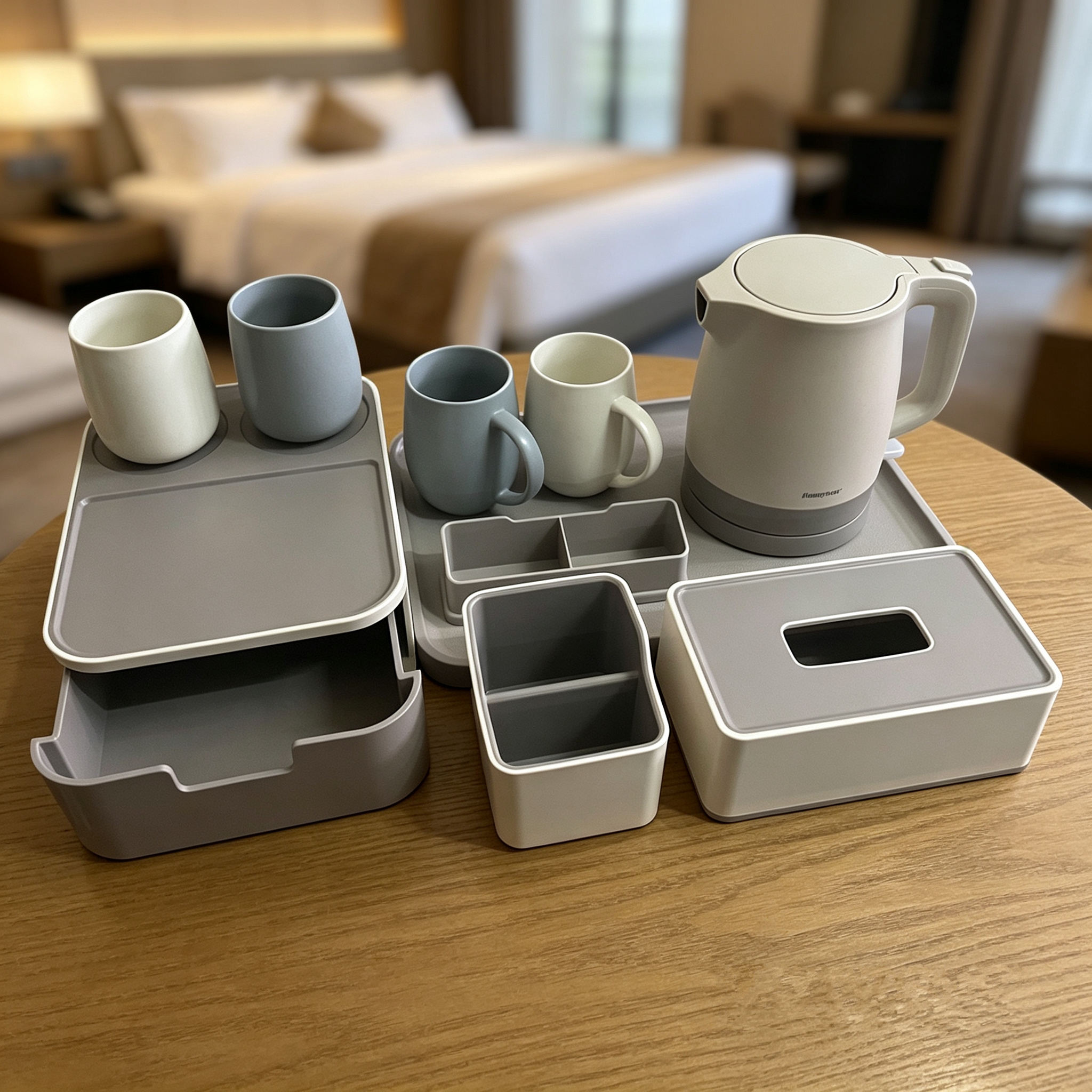 全季酒店电热水壶套装宾馆牙具盒纸巾盒托盘遥控座茶叶格客房杂件