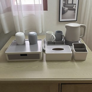 全季 宾馆洗漱收纳盒客房遥控器茶叶盒纸巾盒 酒店电热水壶托盘套装