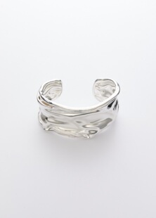 Bracelet Apt702 925纯银宽褶手镯手环 Cuff Pleated 2023AW Wide