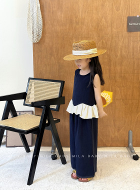 MILA BABY2026 春夏新款女童韩版背心阔腿裤套装儿童度假风两件套