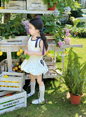 MILA BABY夏季新款女童韩版甜美花苞裙儿童无袖背心裙女孩A字裙