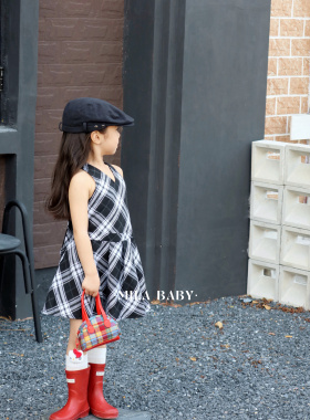 MILA BABY25春夏新款女童复古格子无袖连衣裙儿童韩版洋气背心裙