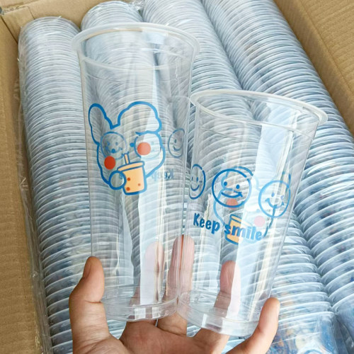 90口果汁杯700ml外卖带盖奶茶杯