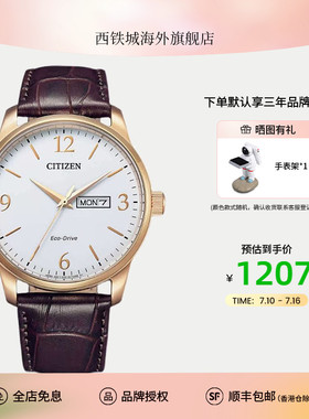 Citizen西铁城光动能简约日历显示大三针休闲商务男表BM8550-14A