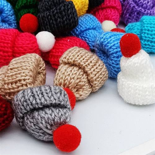 圣诞节玩偶迷你毛线小帽子装饰多彩酒瓶帽奶茶帽子针织手指帽diy
