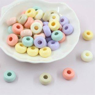 奶油色算盘珠14mm亚克力车轮珠diy钥匙扣串珠手机绳发绳饰品配件