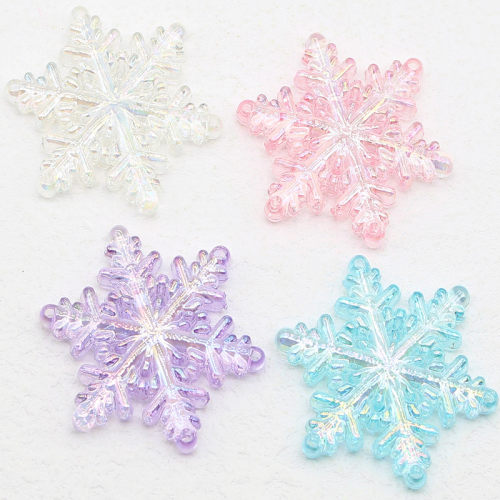 46*40mm高透四挂雪花串珠镀uv圣诞新年配件饰品配件diy手机链手链