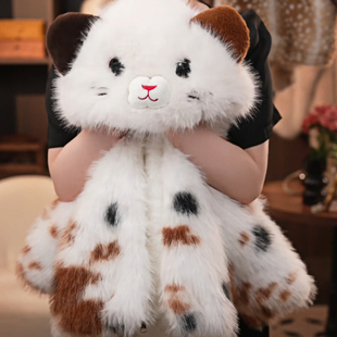 女童小花猫皮草外套2025新款 加绒加厚保暖连帽棉袄 洋气儿童秋冬季