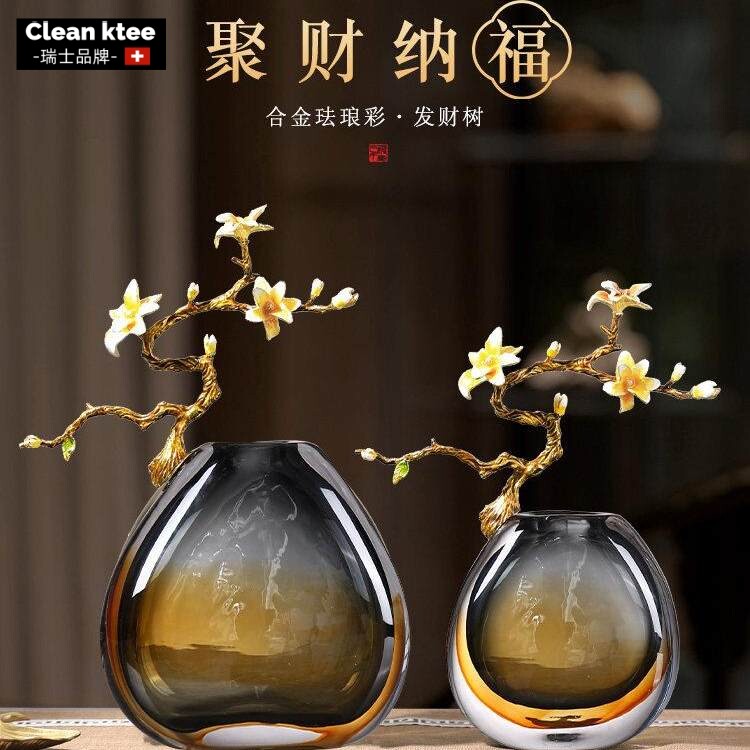 珐琅彩玻璃花瓶装饰摆件客厅饰品