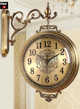 瑞士Clean ktee复古双面锺轻奢高级感钟表高端大气客厅转角时钟