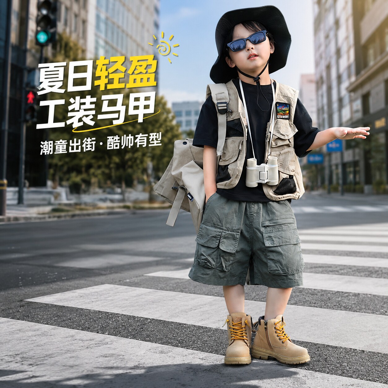 男童马甲2026新款山系时髦户外百搭运动洋气潮款背心马甲男女童