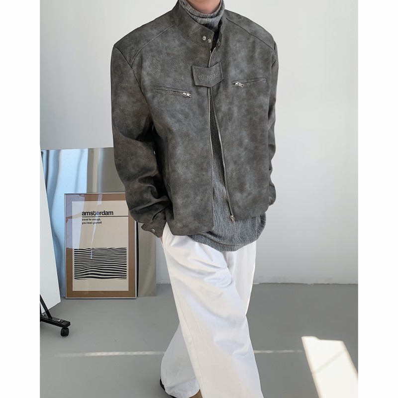 春装美式复古皮衣男机车夹克短款机能风个性外套D212JK45P80,男装夹克,电商D212