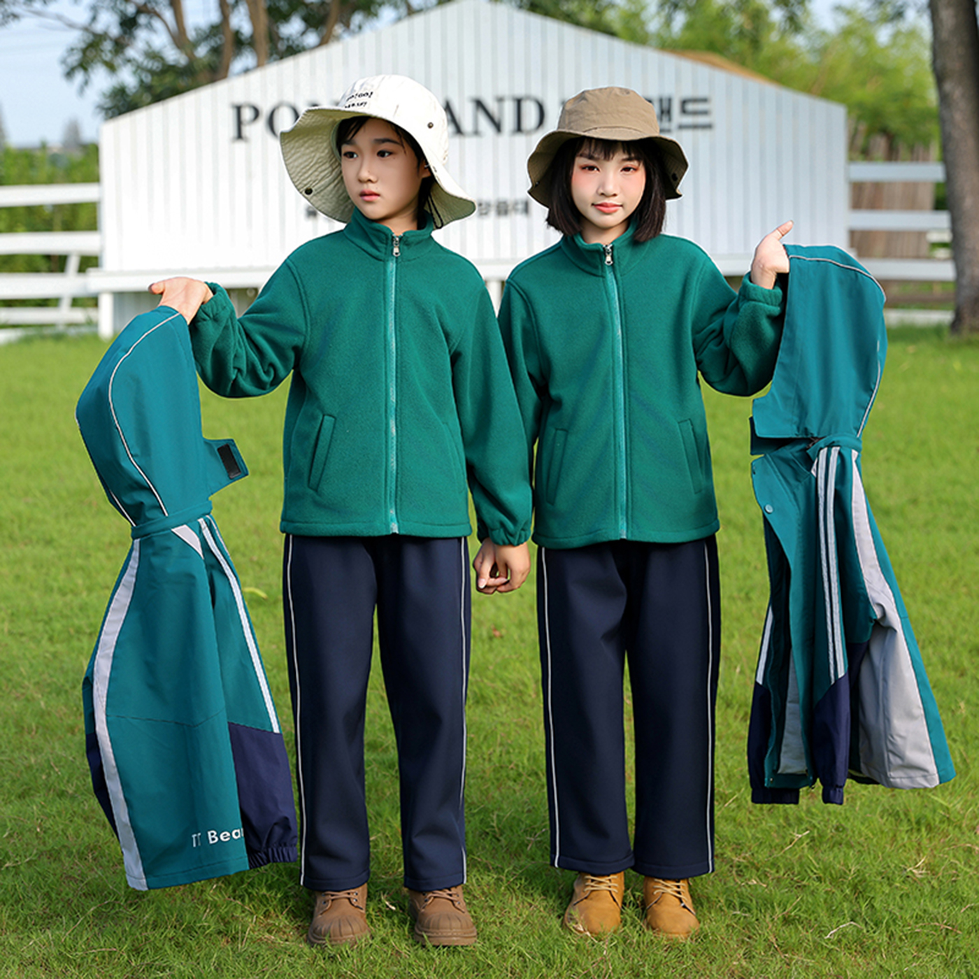 冲锋衣三件套幼儿园园服小学生班服冬季加绒外套防风校服定制