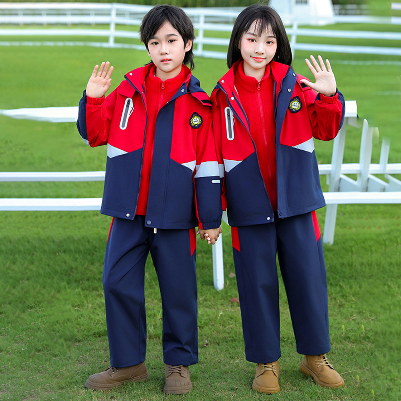 冲锋衣可拆卸三件套幼儿园园服中小学班服秋冬季外套校服定制逸龙