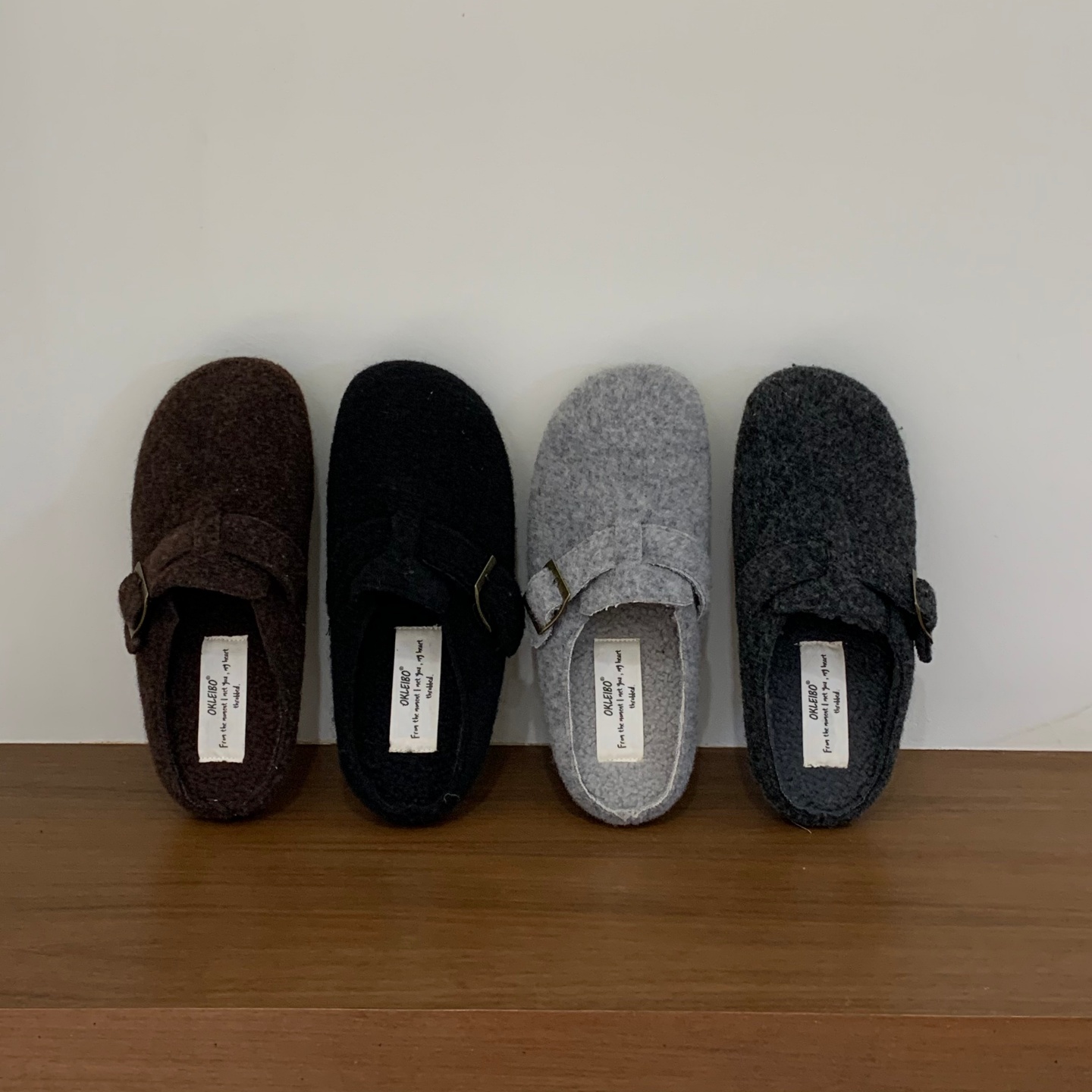 平底加绒勃肯鞋毛毛拖鞋女鞋子2025秋冬季软底一脚蹬灰色博肯单鞋