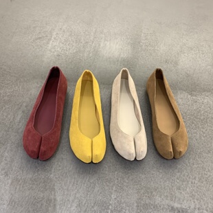 复古猪蹄分趾鞋女2026新款一脚蹬内增高平底鞋浅口芭蕾舞单鞋女