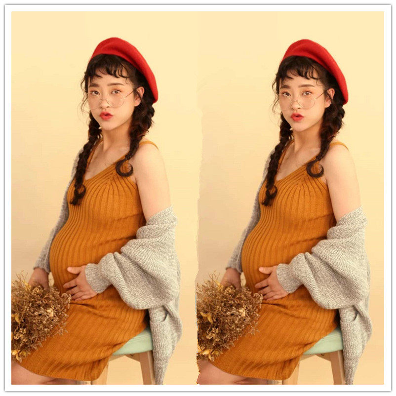 影楼新款孕妇装主题写真服小清新大肚妈咪照毛衣辣妈孕味摄影服饰