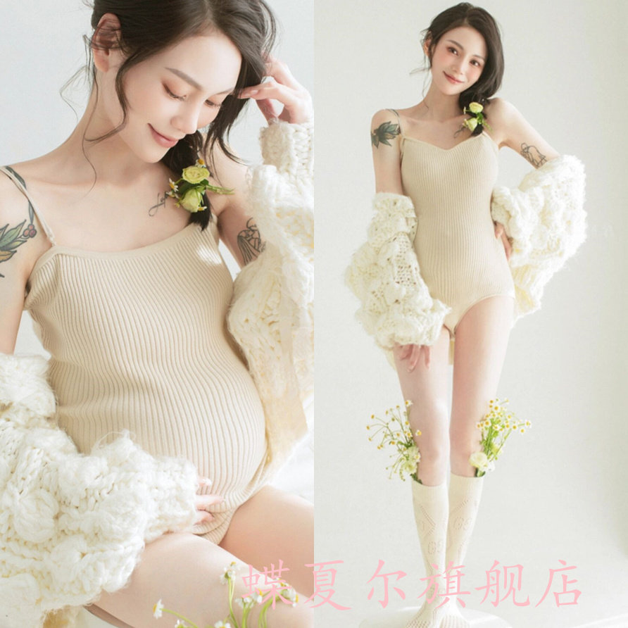 新款影楼孕妇照服装孕妈咪连体衣艺术拍J照连体套装孕妇照摄影服