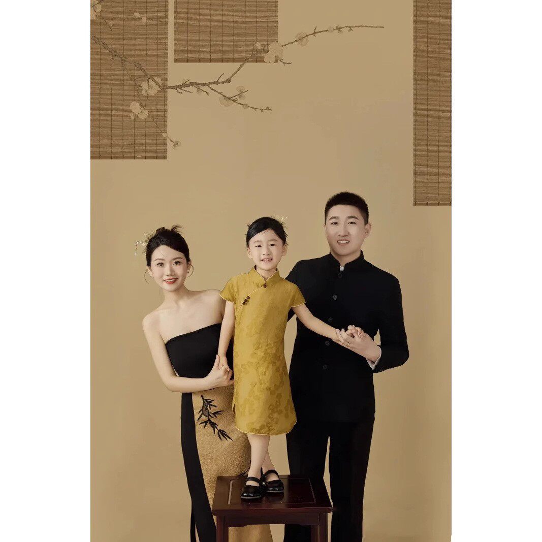2024年新款亲子摄影复古新中式国风一家三口亲子写真影楼拍摄服装
