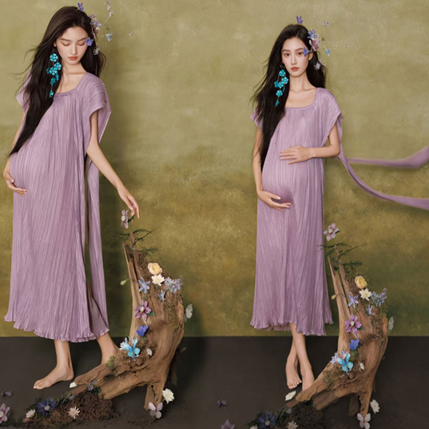 孕妇照摄影紫色大码服装