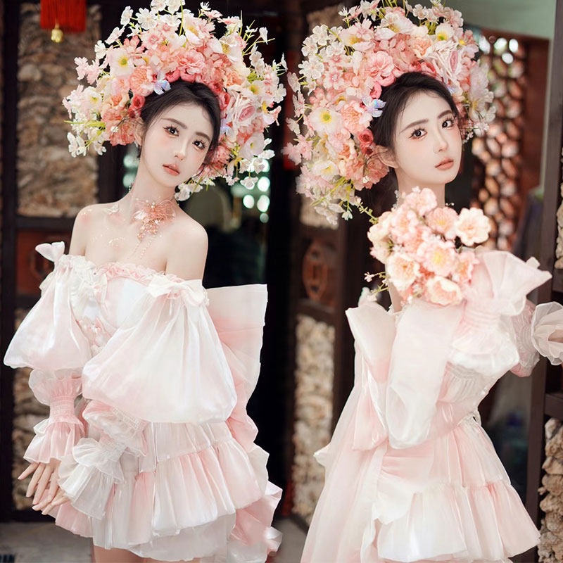影楼孕妇摄影服装高级新款孕妈唯美孕味仙儿蕾丝纱裙唯美写真摄影