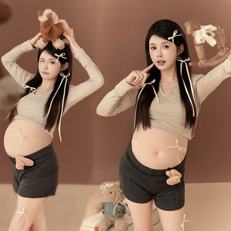 孕妇影楼写真高级感蝴蝶结套装